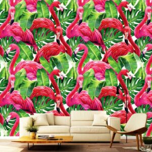 Vibrant Flamingo Mural
