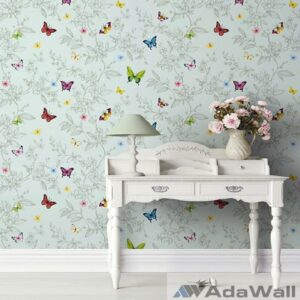 Butterfly & Flowers Wallpaper