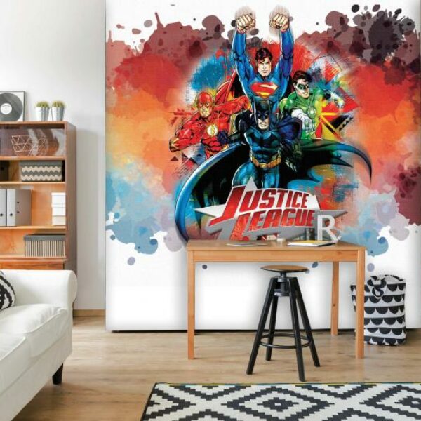 Justice League Characters on White Mural