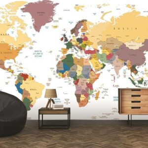 World Map Mural - Warm