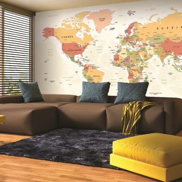 World Map Mural - With Text
