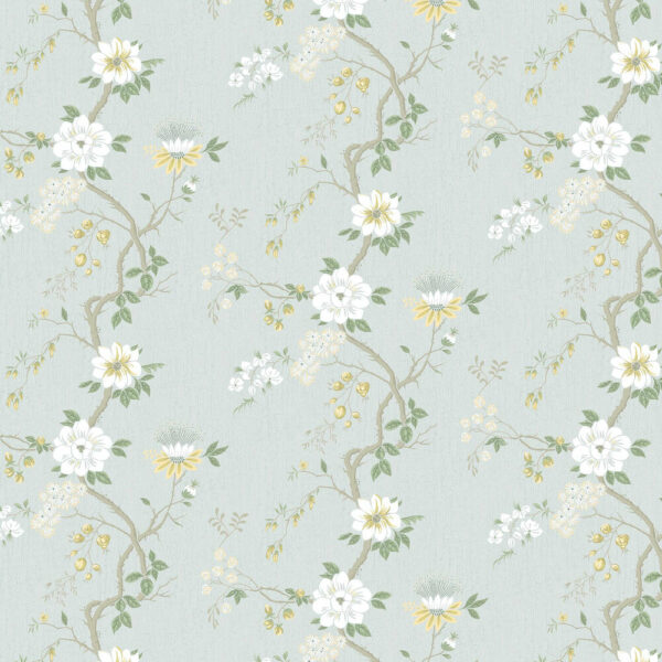 Camellia Wallpaper - Lemon / Sage