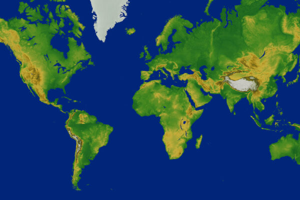 Blue & Green World Map Wallpaper