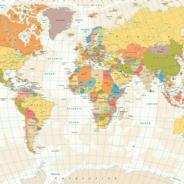 Detailed World Map Mural