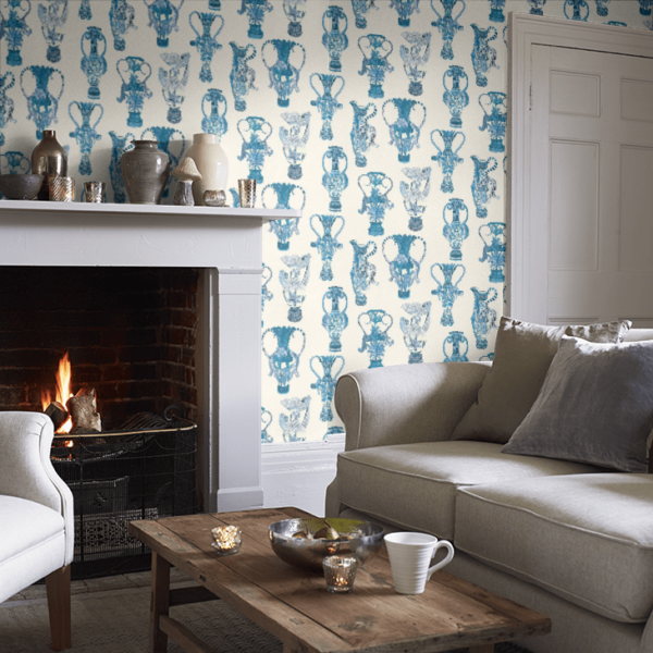 Khulu Vases Wallpaper - Blue and White