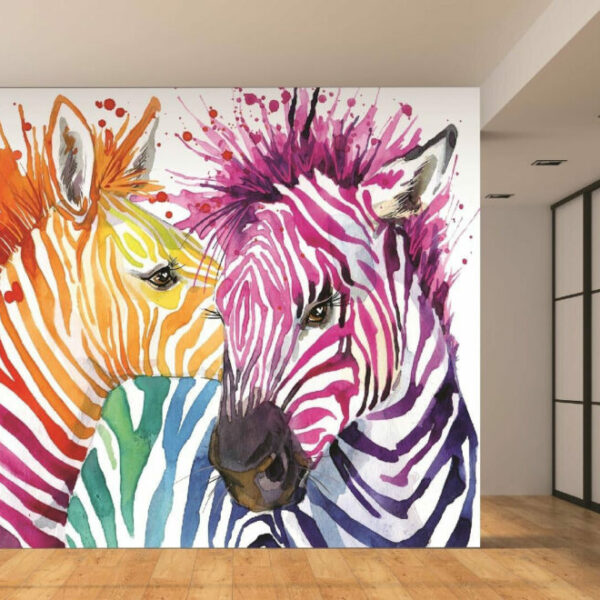 Colourful Zebras Mural
