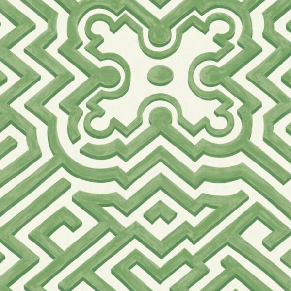 Light Cream / Green Palace Maze Wallpaper