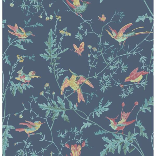 Hummingbirds Wallpaper - Indigo