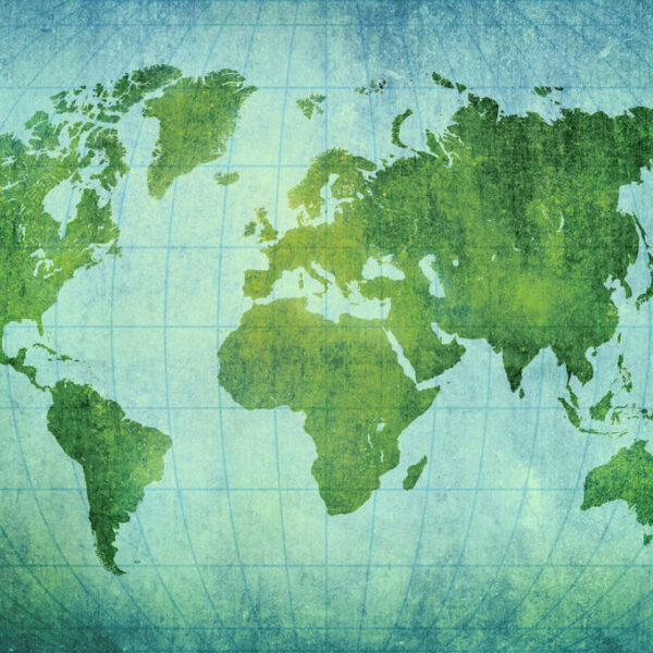 Blue & Green Vintage World Map