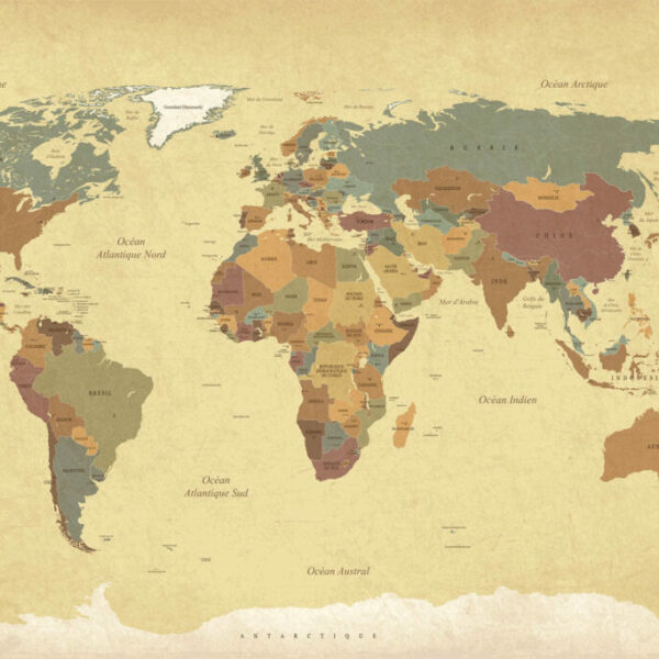 Vintage World Map Mural