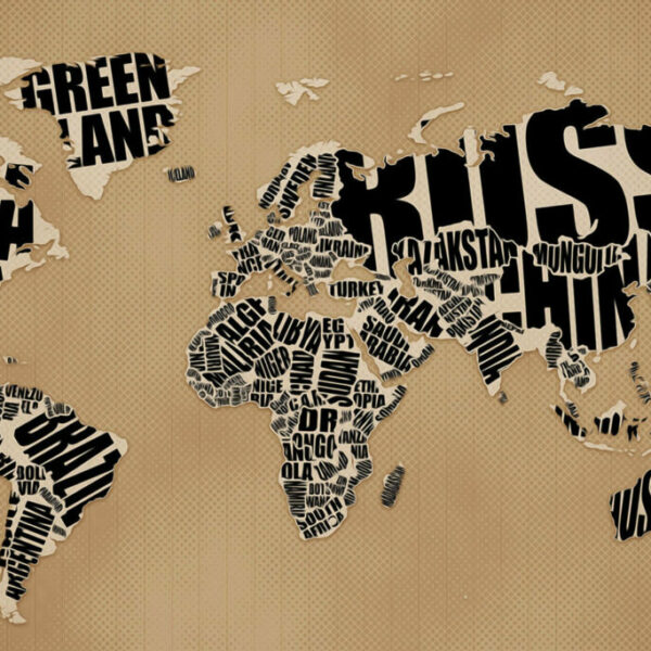 World Map Large Text - Mural
