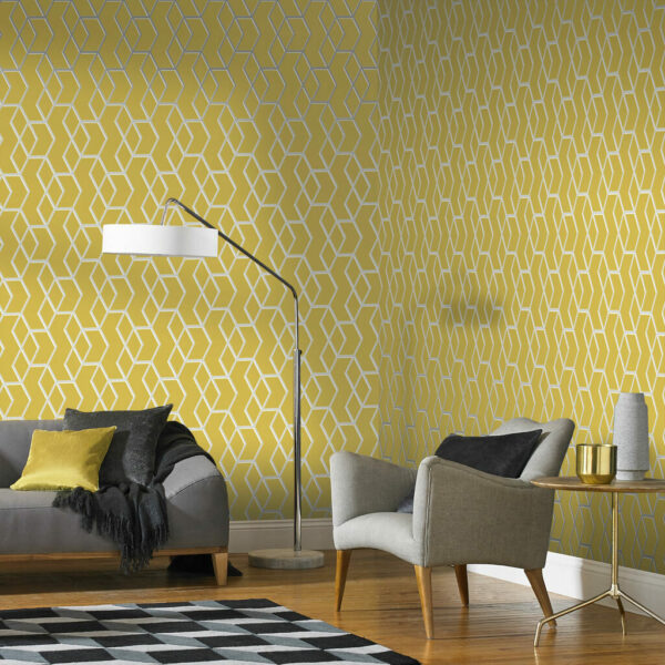 Archetype Yellow & Silver Wallpaper
