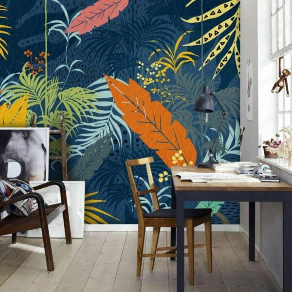Colourful Tropical Leaves Mural