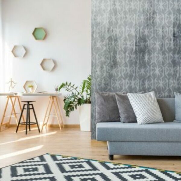 Abstract Grey and White Color Shape Wallpaper Wallmural
