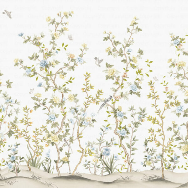 Flowers Pattern Mural - Light Cream | FJ303