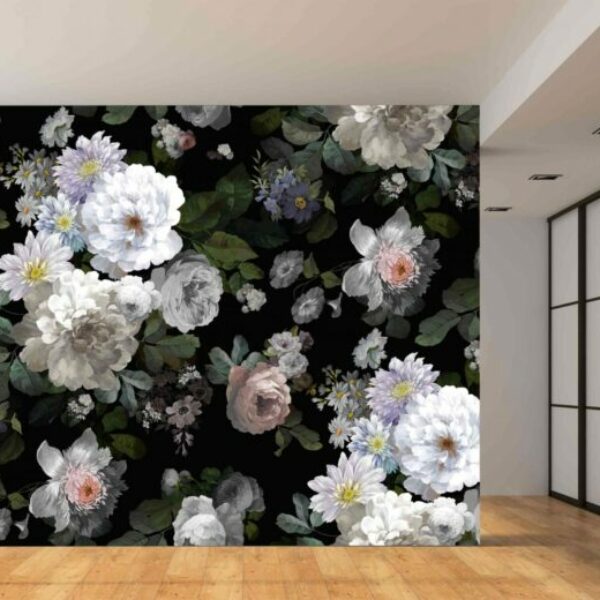 The Black Bouquet Floral Mural - M701