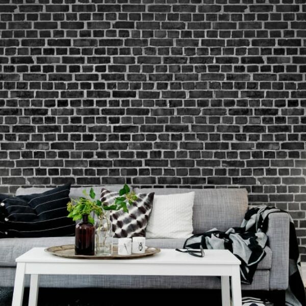 Brick Wall Mural - Black - Premium