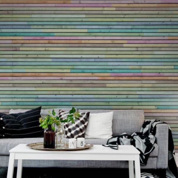 Wooden Slats Mural - Colorful  - Premium