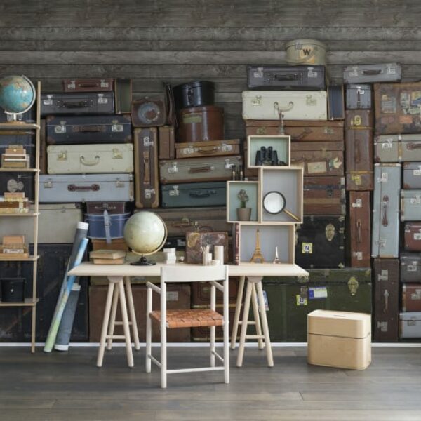 Stacked Suitcases Heap Mural - Premium