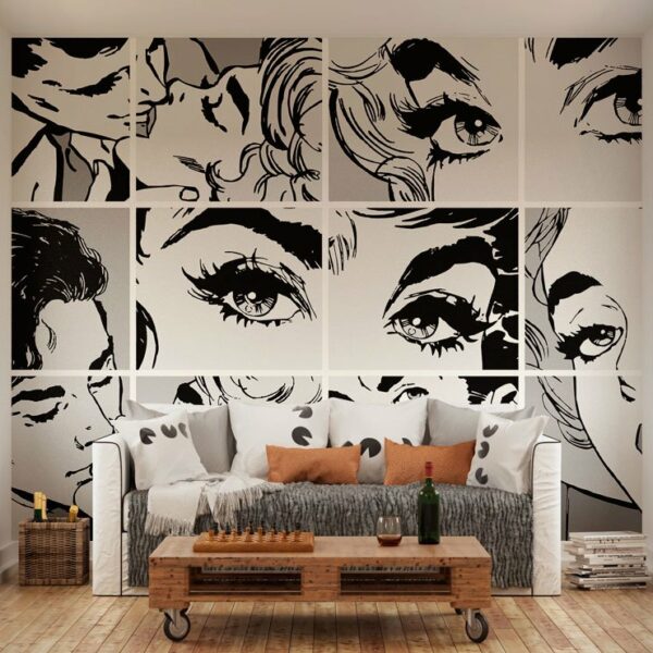 Black and White Pop Art Wall Mural