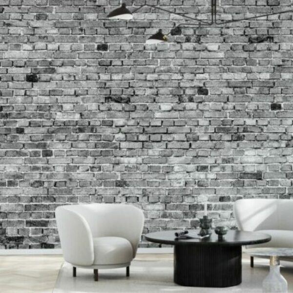 Stockholm Brick Wall Mural - Black and White