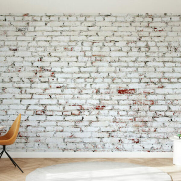 Old Brick Wall Mural - White and Red