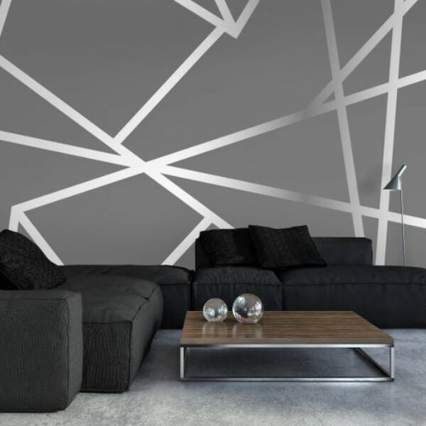 Geometric Grey Silver Wallpaper