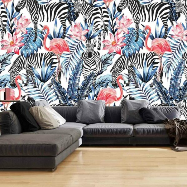 The Blue Flamingo Zebra Print M814