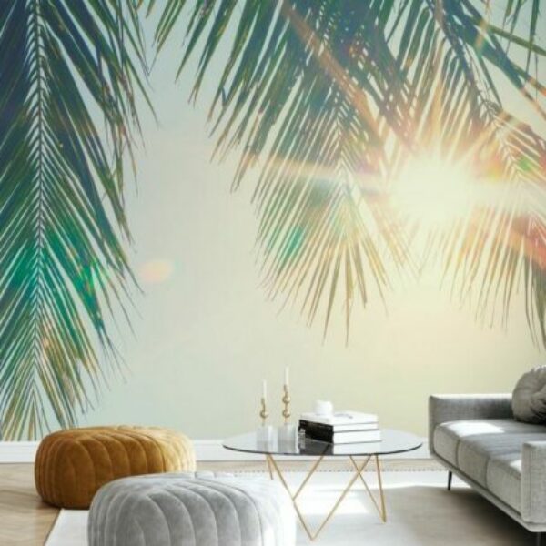 Palm Leaves Sunset Mural