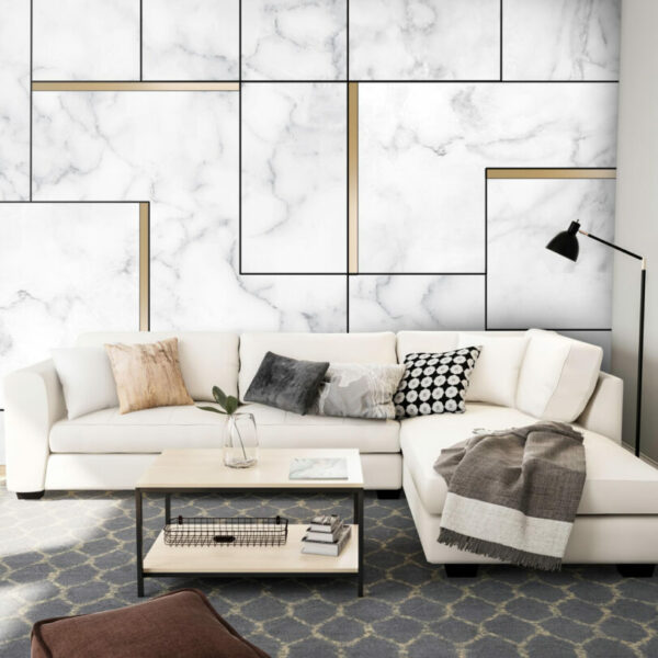 Marble And Golden Lines Wall Murals
