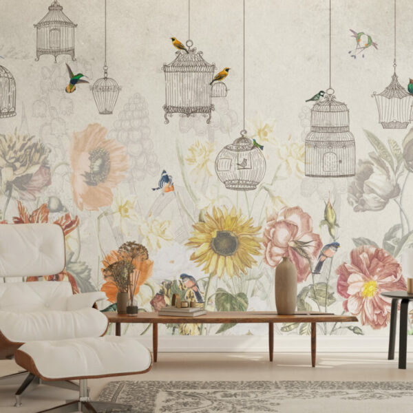 Wildflowers and Birds Wall Murals