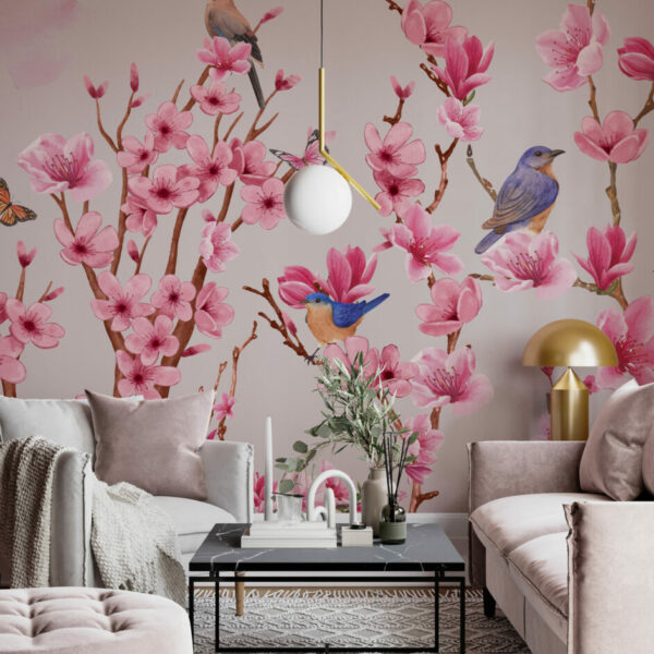 Pink Apricot Flowers Wall Murals