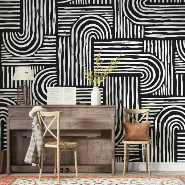 Black and White Abstract Wall Murals
