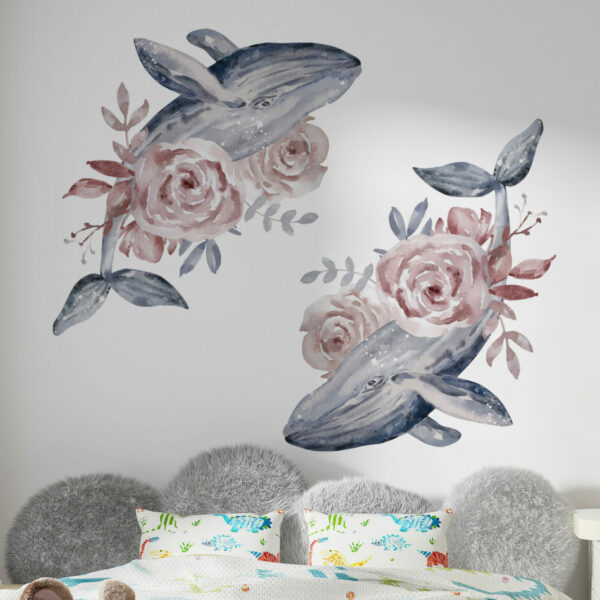 Magic Whale With Plants Wall Murals