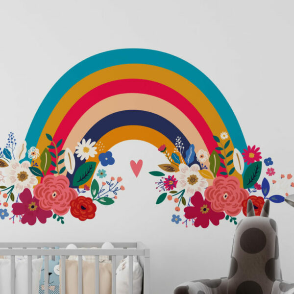 Unicorn and Rainbow Fabric Flower Wall Murals