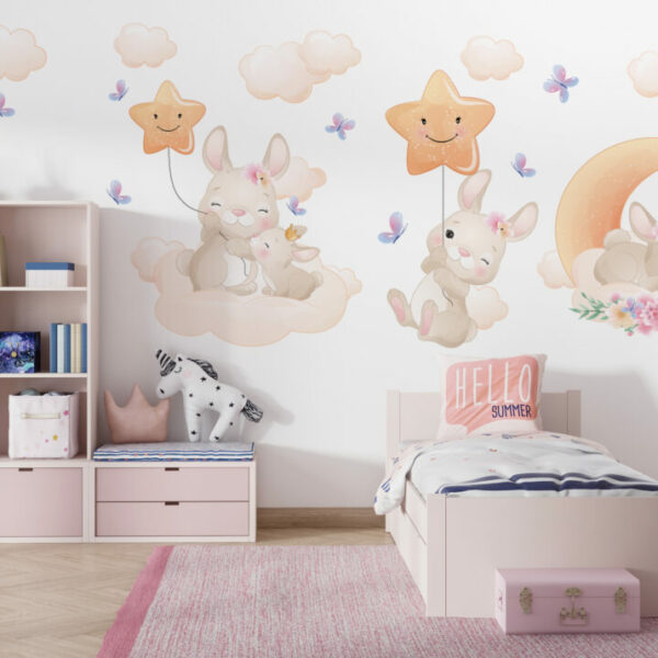 Smile Star Rabbits Wall Decals