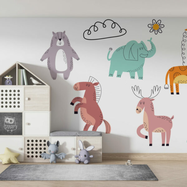 Colorful Elephants Wall Decals