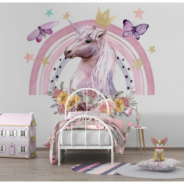 Unicorn Rainbow and Butterfly Wall Murals