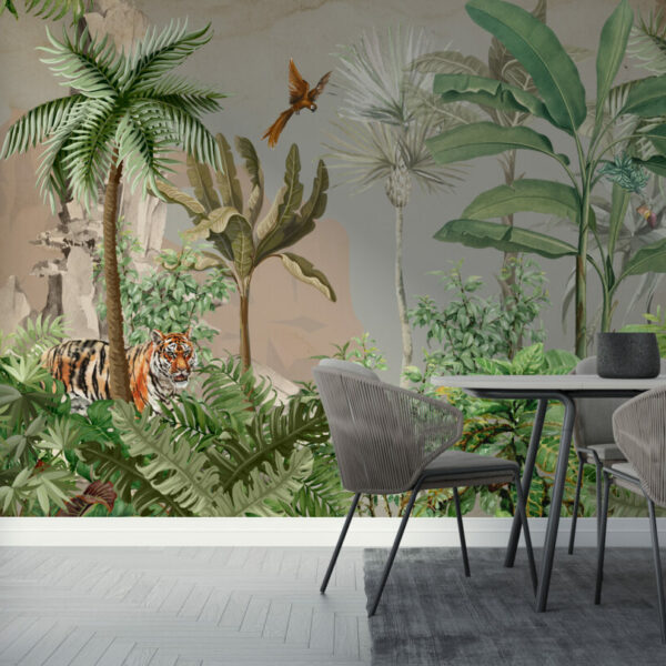 Tropical Plants Tiger Wall Murals