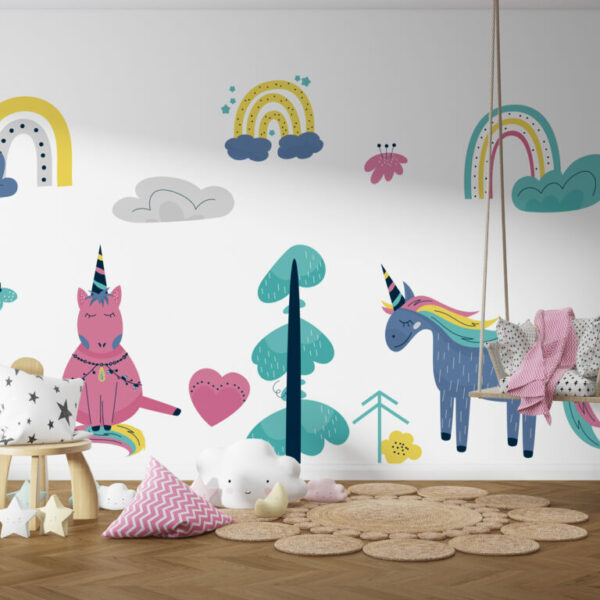 Unicorn and Rainbow Stickers Wall Murals