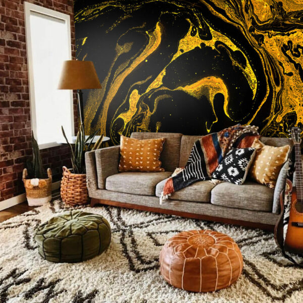Black and Gold Marble Splash Wall Murals
