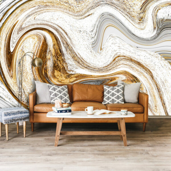 White And Golden Marble Wall Murals