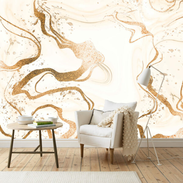 Beige Liquid Marble Canvas Abstract Wall Decals