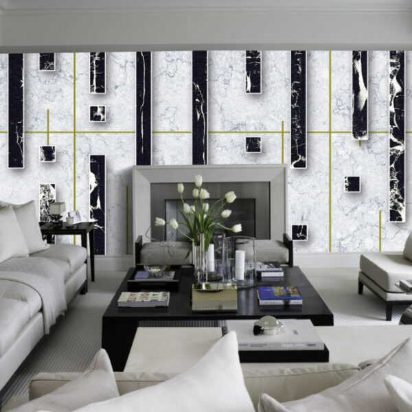 3D Effect Black and White Marble Wall Murals