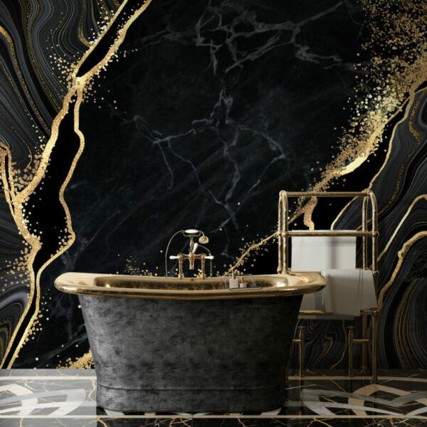 Black Marble with Gold Lines Wall Murals