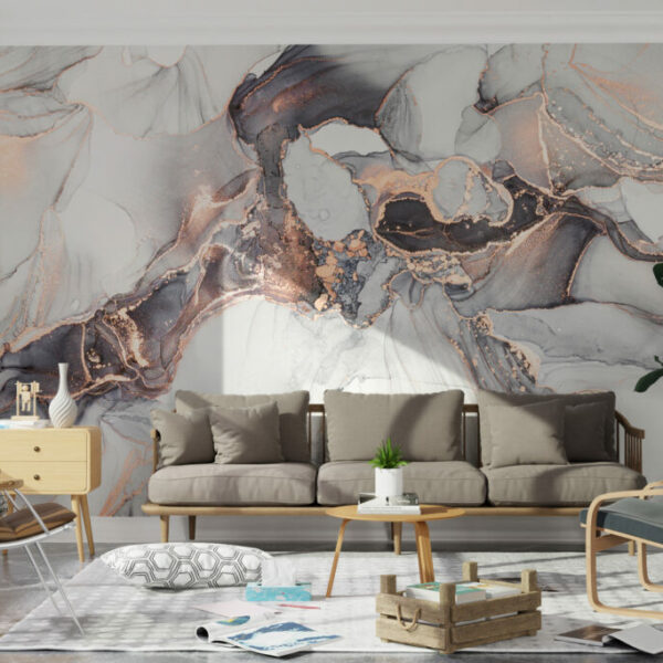 Abstract Gray Liquids Prepasted Wall Murals