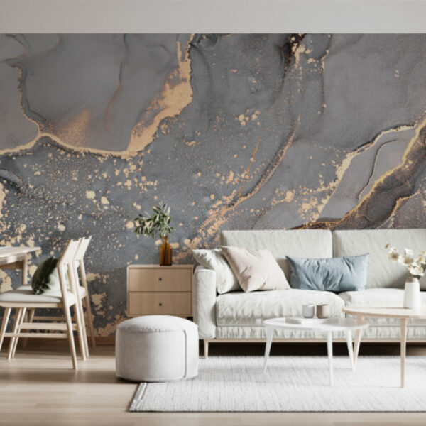 Wall Murals Grey Gold Marble Wall Decals