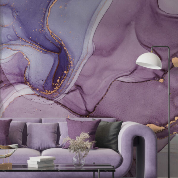 Purple Watercolor Golden Texture Wall Decals