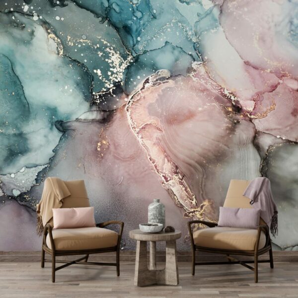 Pink & Green Glittering Marble Wall Decals